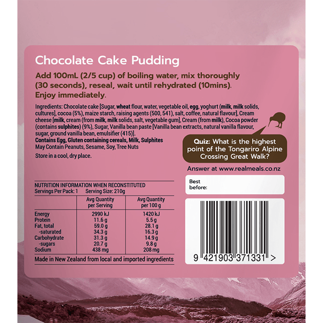 Real Meals Chocolate Cake Pudding