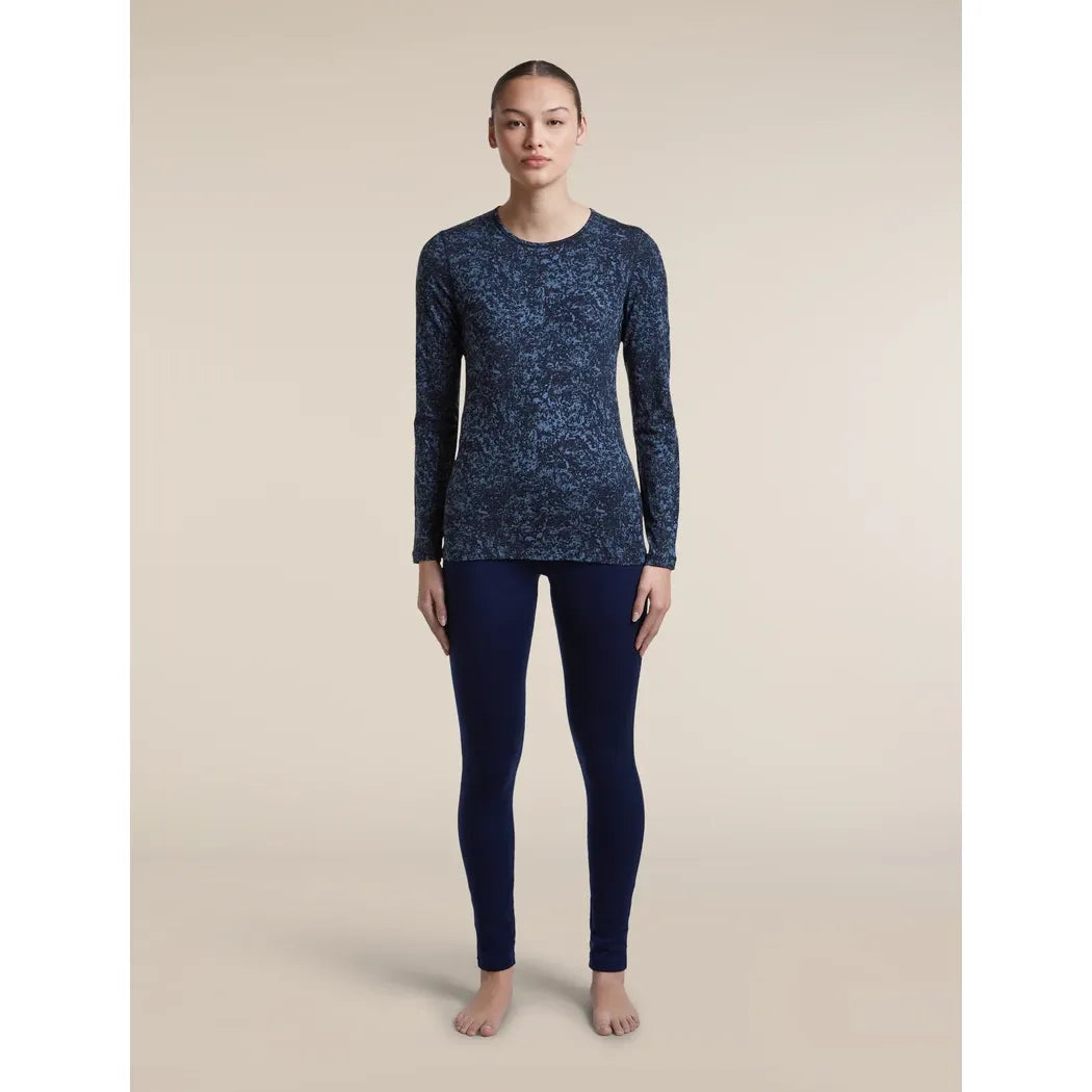 Icebreaker Women's Merino 200 Oasis Long Sleeve Crewe Moss Bloom AOP