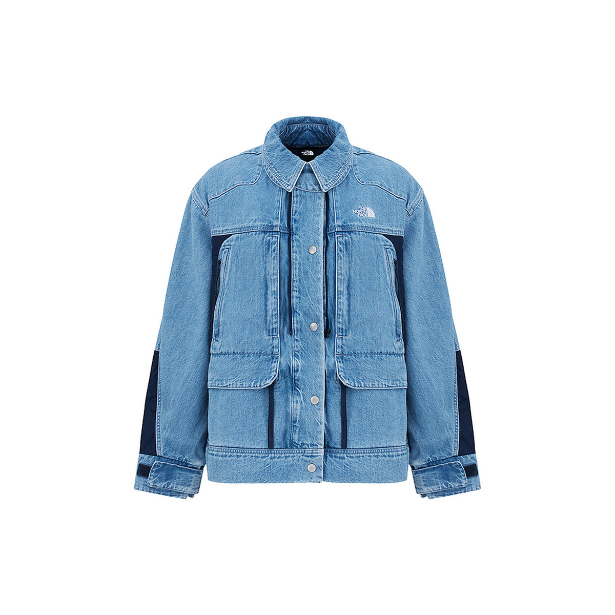 the-north-face-women-s-denim-jacket-outside-sports