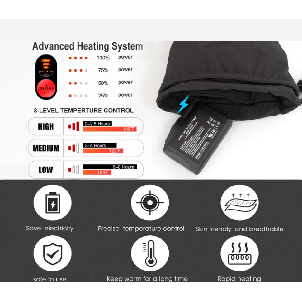 Heated Ski Gloves (Incl Battery)