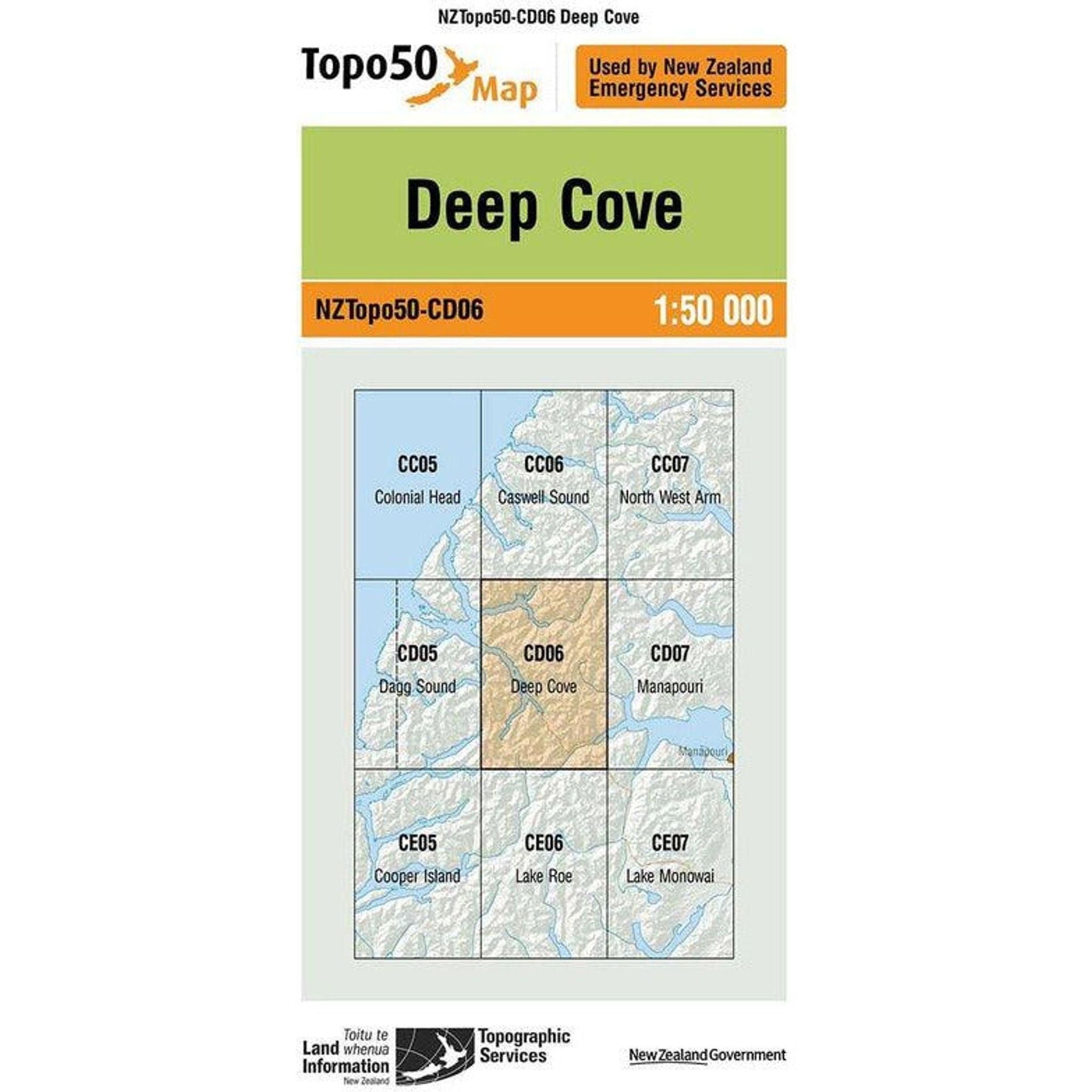 Topo Map 50 Deep Cove CD06 Outside Sports