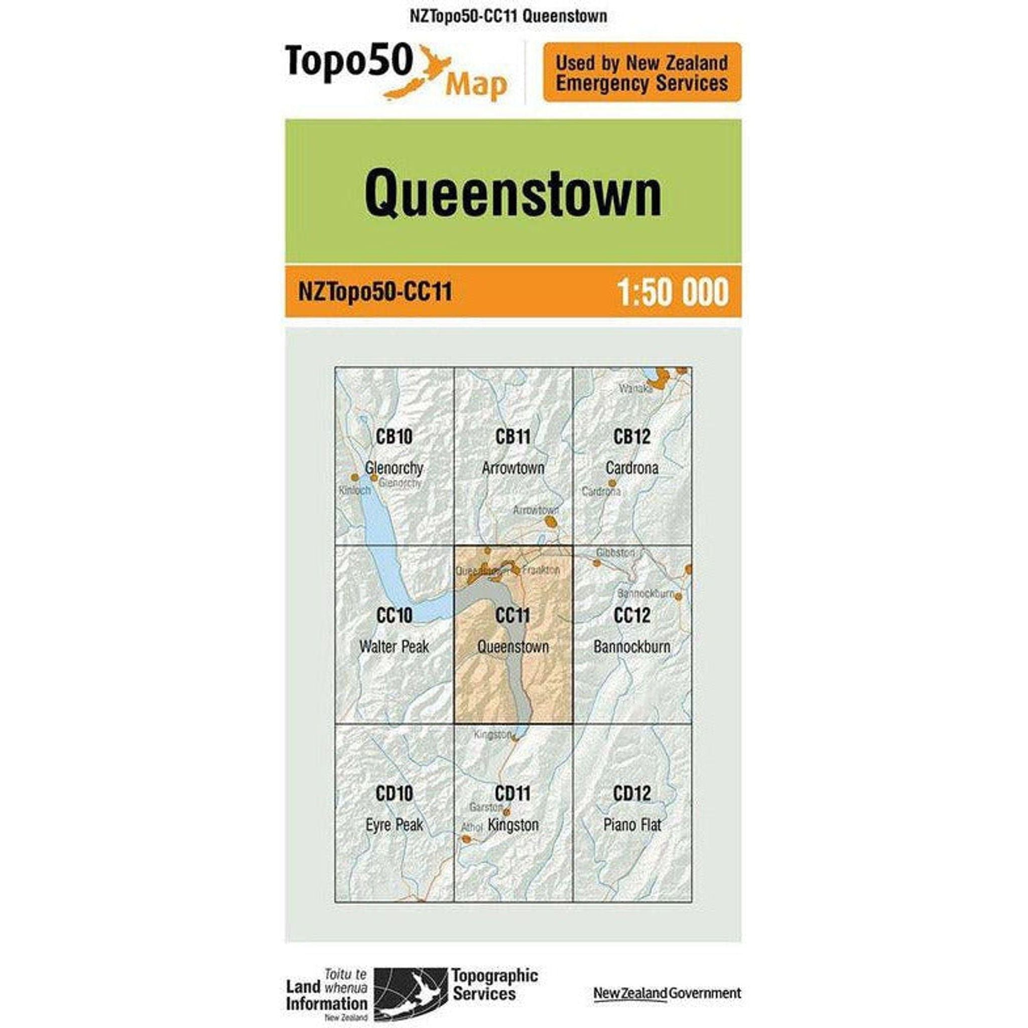 Topo Map 50 Queenstown CC11 Outside Sports