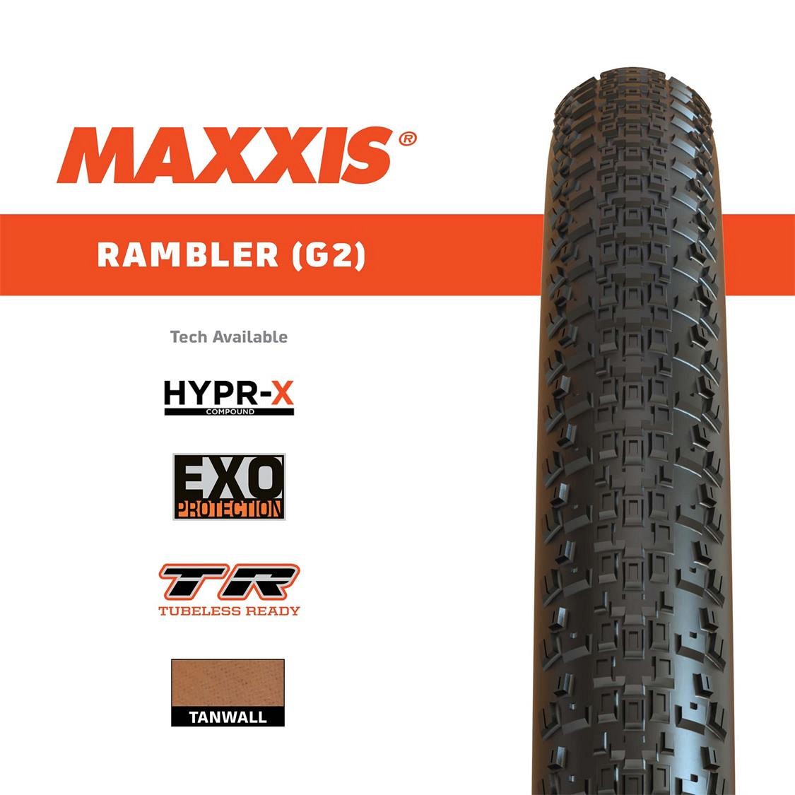 Maxxis 700x45 Rambler HYPR X/EXO/TR Tanwall 120TPI Foldable