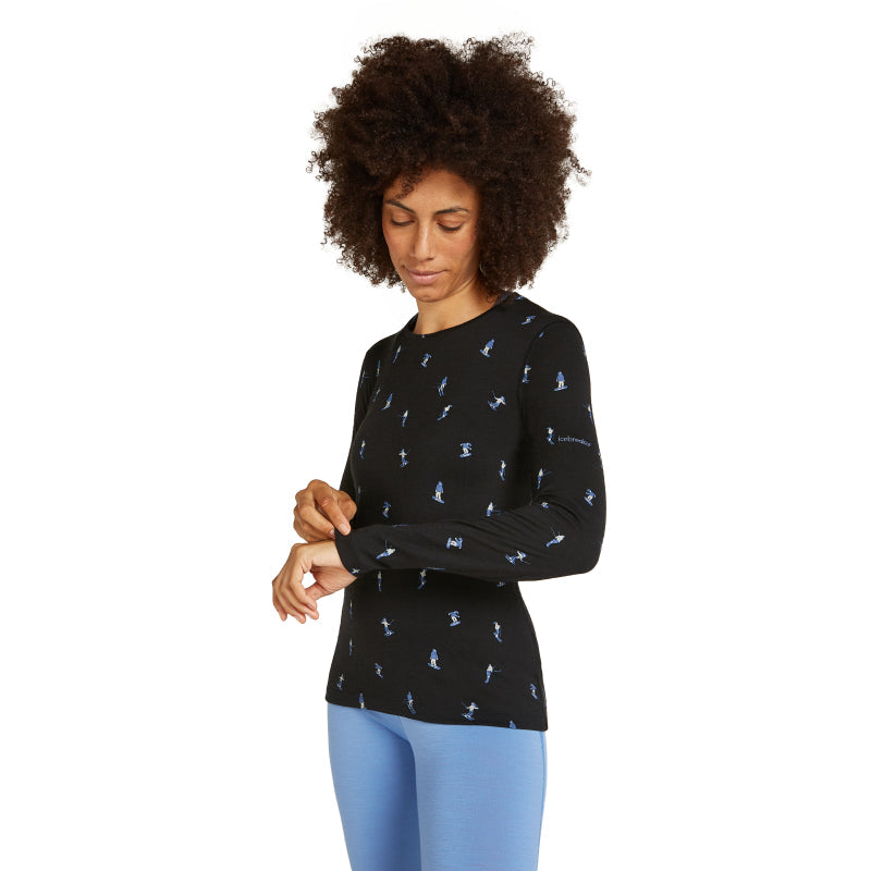 Icebreaker Women's Merino 200 Oasis Long Sleeve Crewe Ski Day