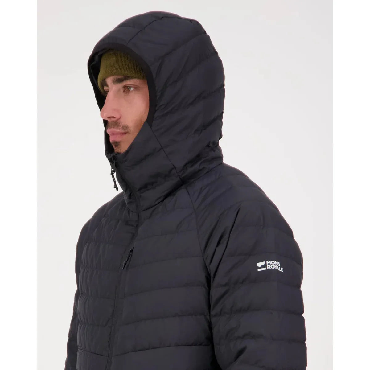 Mons Royale Men's Atmos Wool Down Lightweight Packable Hood