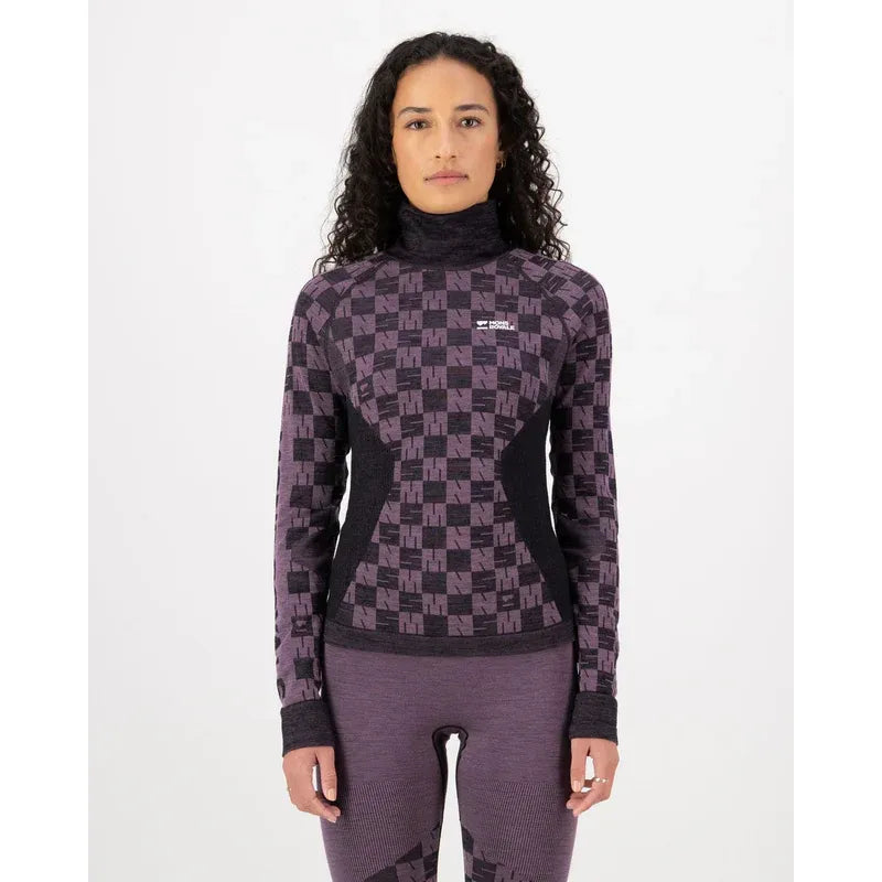 Mons Royale Women's Ascender Merino Seamless Mock Neck Long Sleeve