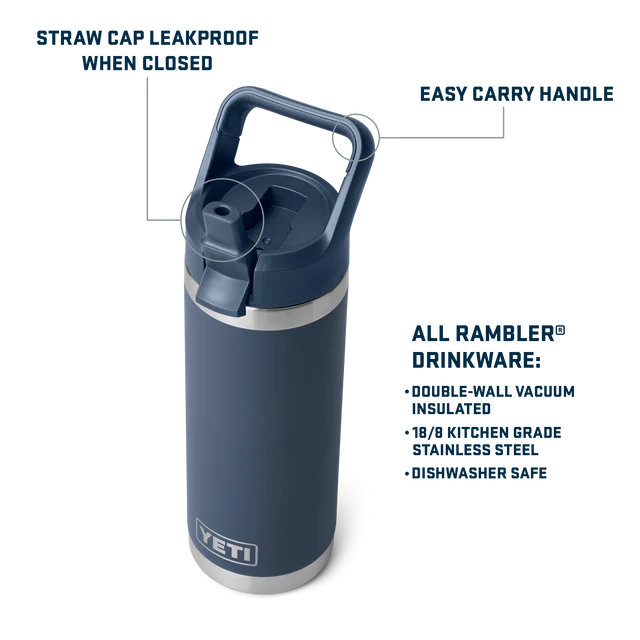 Yeti Rambler 18oz Bottle with Straw Lid Cap (532ml)