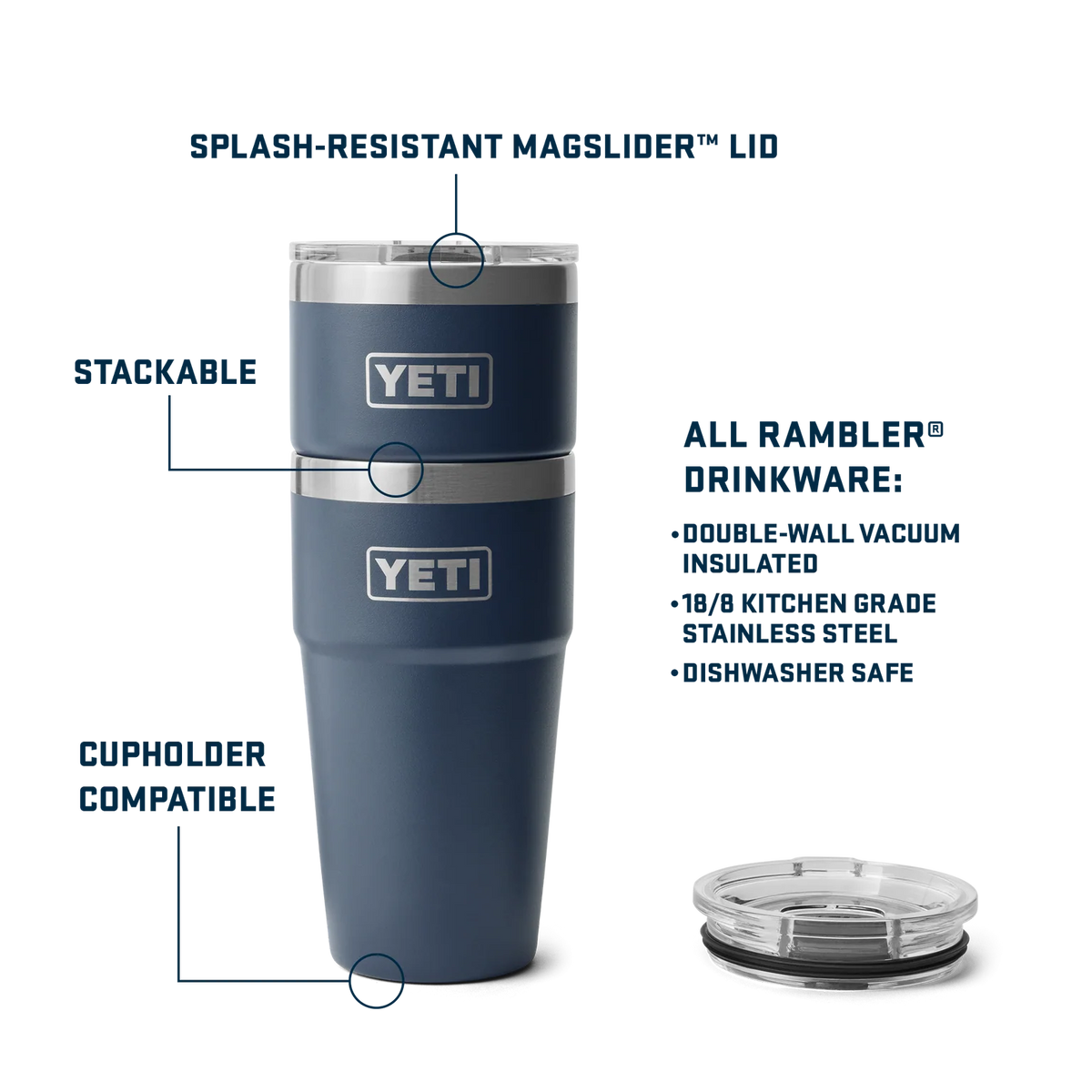 Yeti Rambler 20oz Stackable Cup (591ml) Insulated Bottles Outside Sports