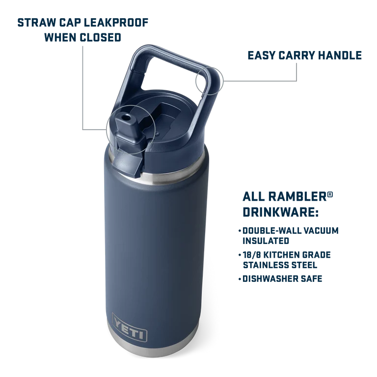 Yeti Rambler Bottle with Straw Lid 26oz (769ml)