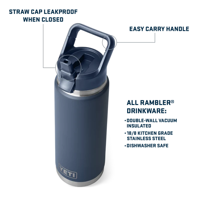 Yeti Rambler Bottle with Straw Lid 26oz (769ml)