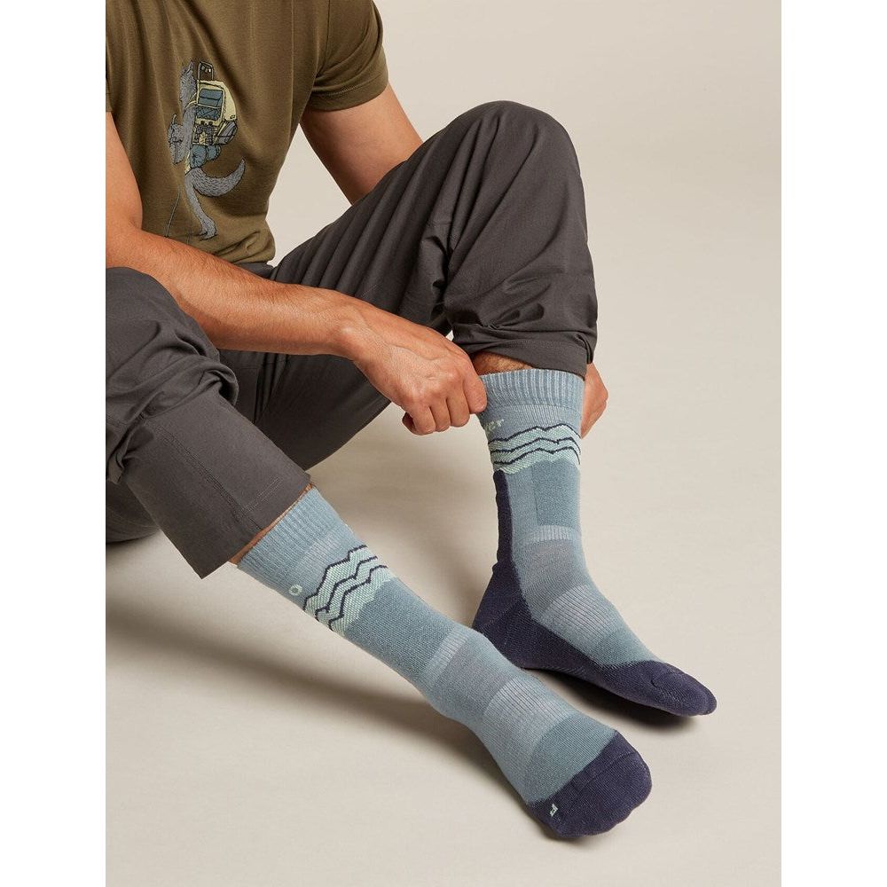 Icebreaker Men's Merino Hike+ Medium Crew Across The Peaks Socks