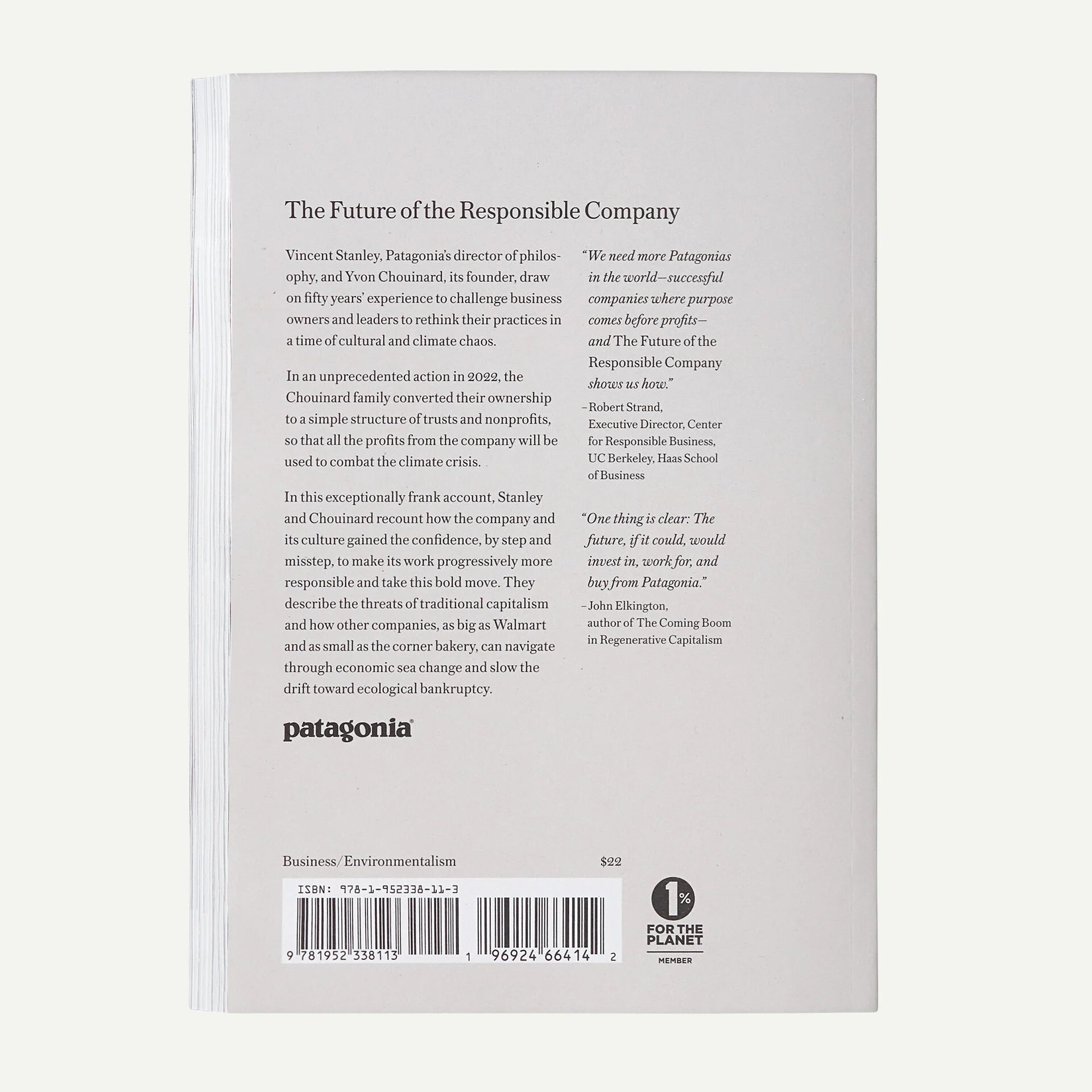 Patagonia The Future of the Responsible Company Book (paperback)