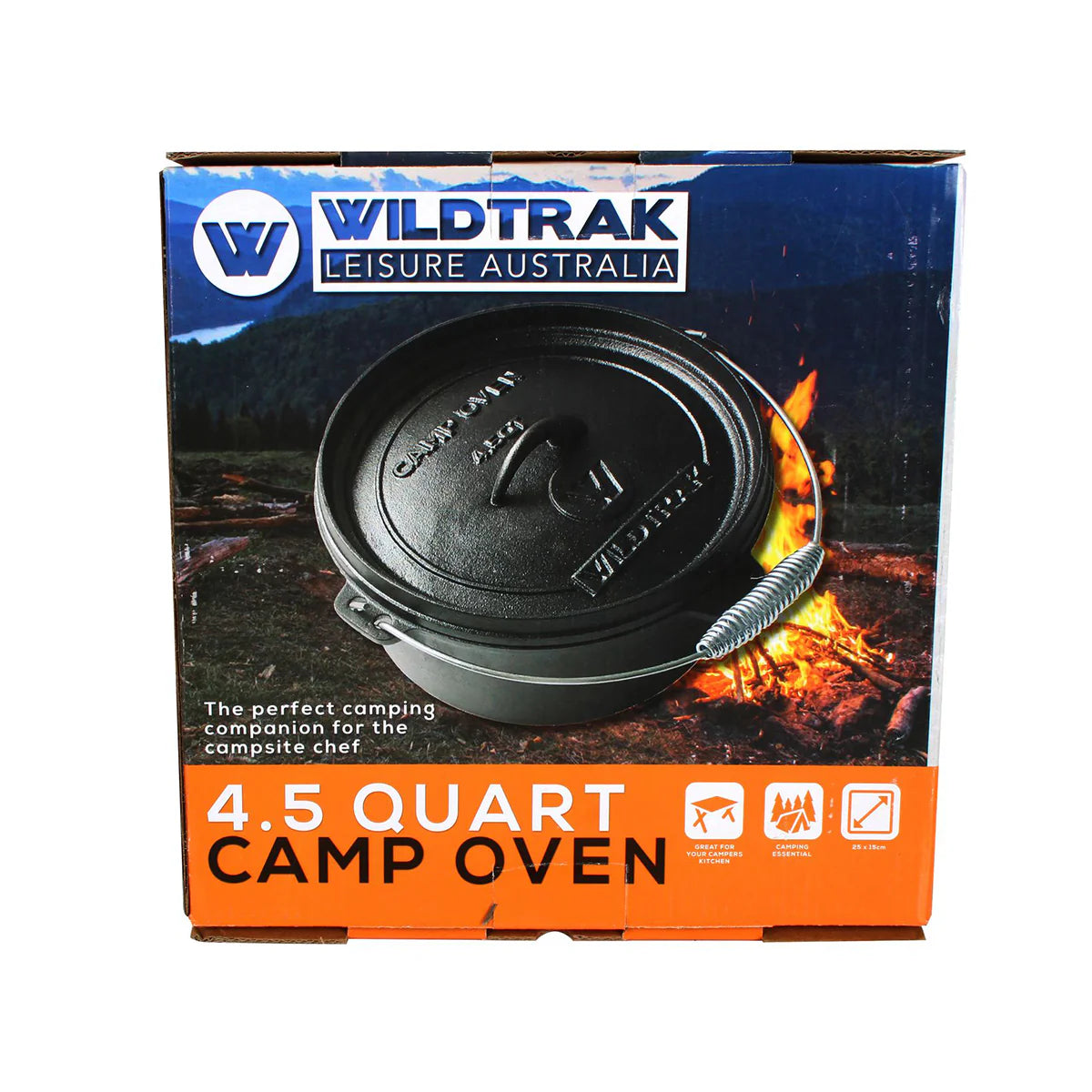 Wildtrak 4.5 Quart Heavy Duty 25x15cm Camp Oven