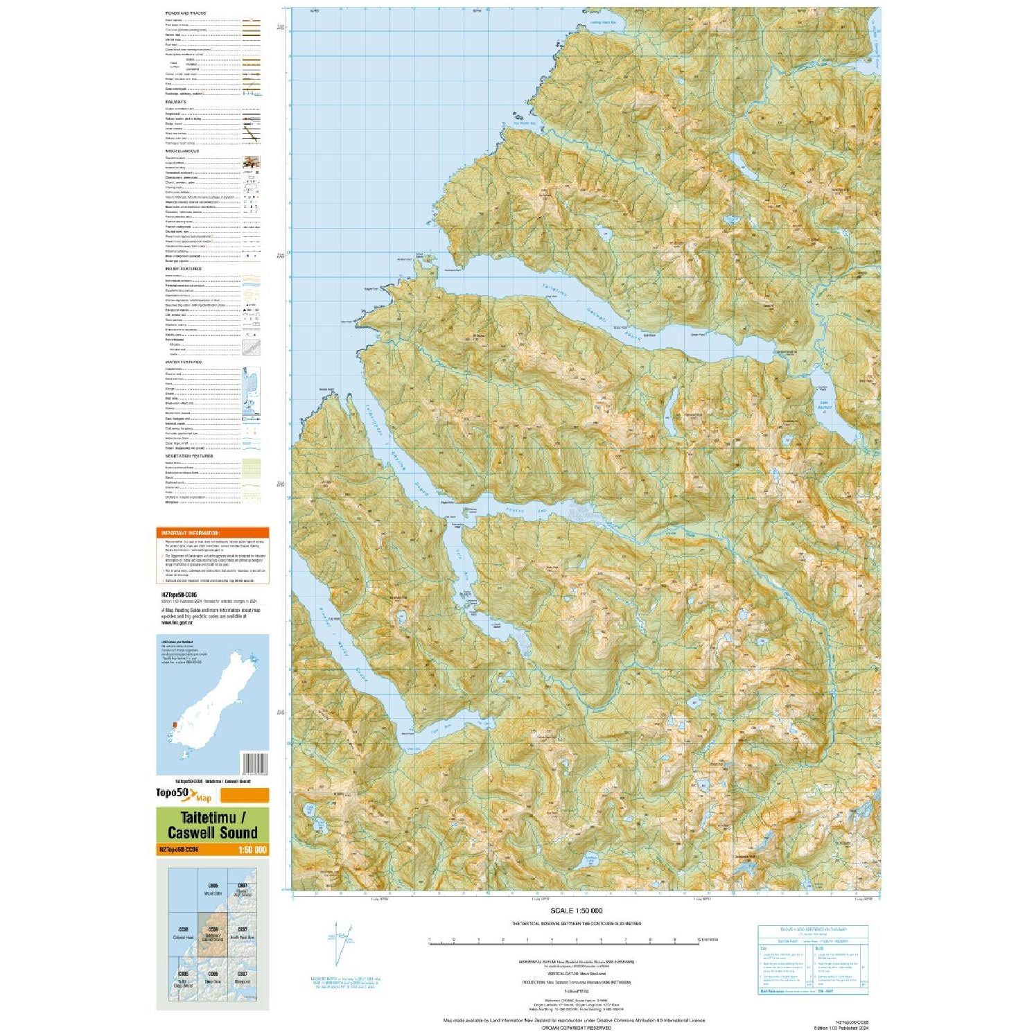 Topo Map 50 Caswell Sound CC06