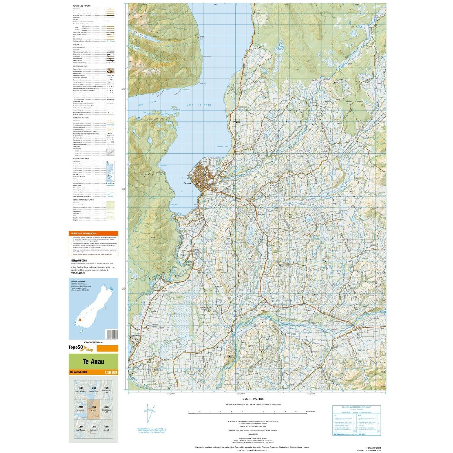 Topo Map 50 Te Anau CD08