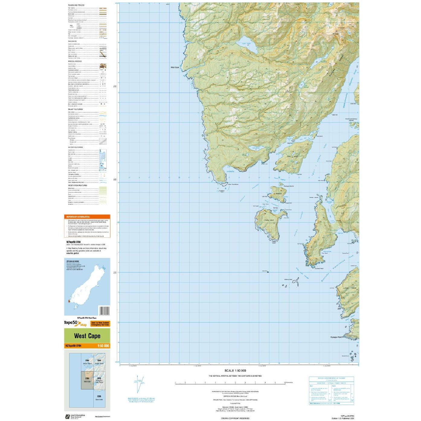 Topo Map 50 West Cape CF04