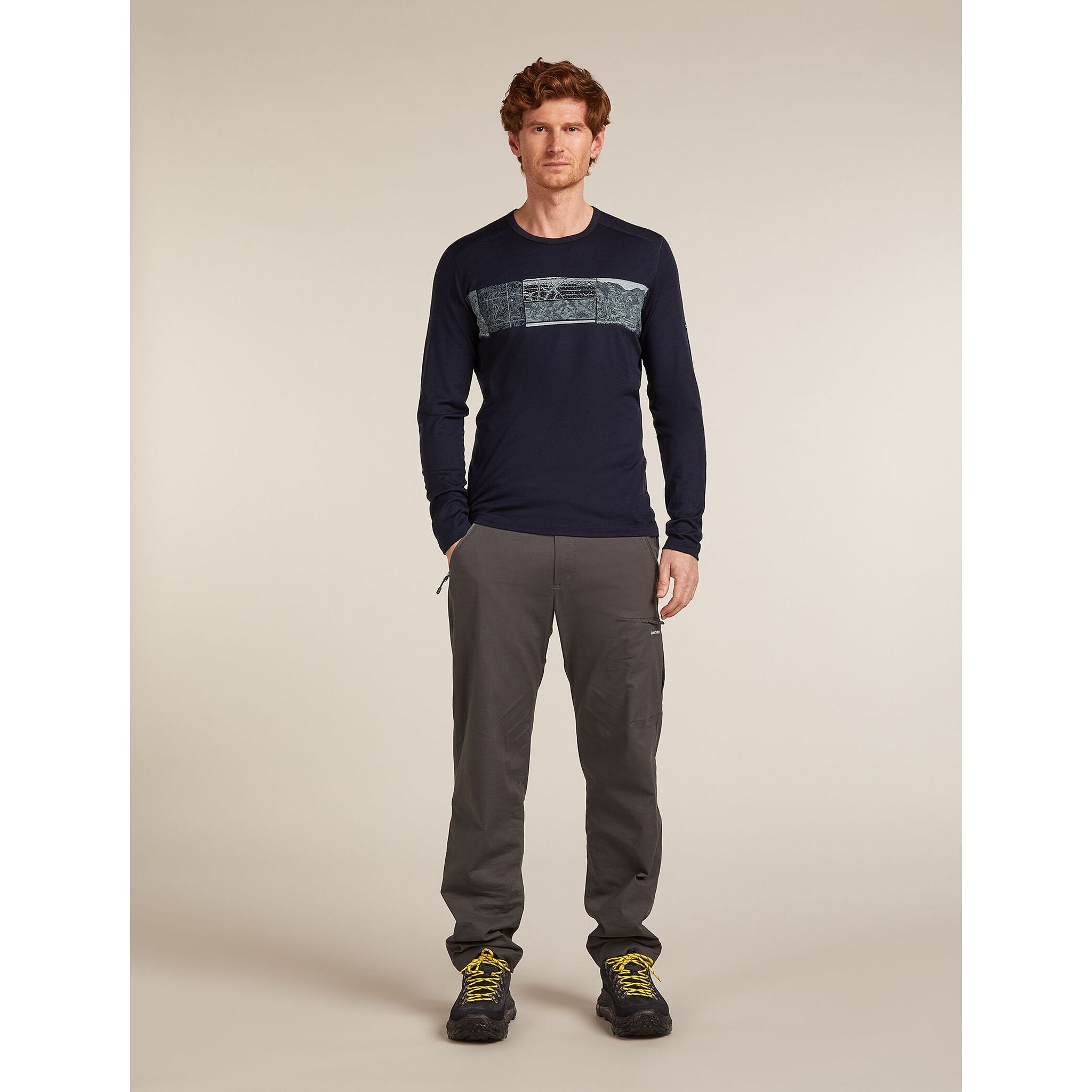 Icebreaker Men's Merino 200 Oasis LS Crewe Elevation Line
