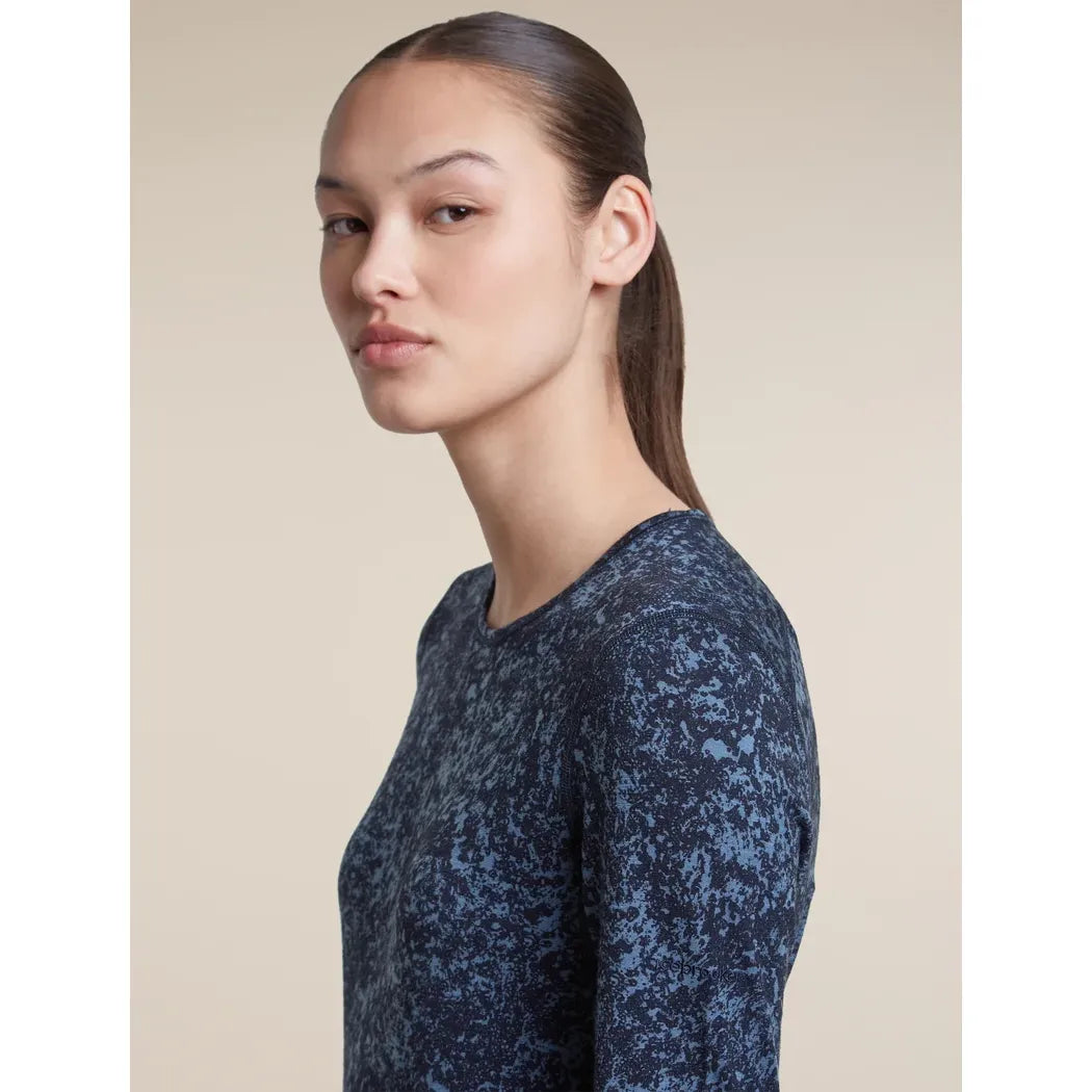 Icebreaker Women's Merino 200 Oasis Long Sleeve Crewe Moss Bloom AOP