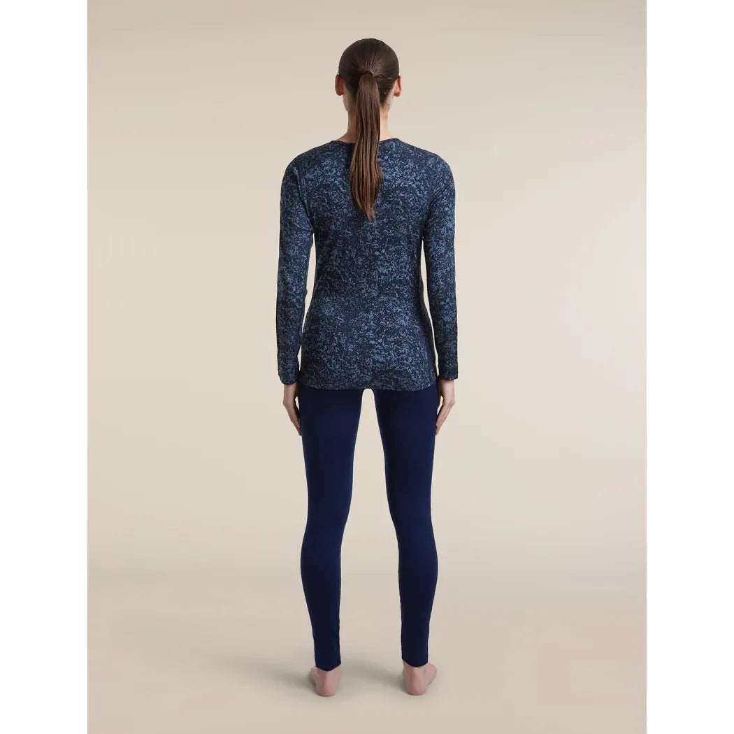 Icebreaker Women's Merino 200 Oasis Long Sleeve Crewe Moss Bloom AOP