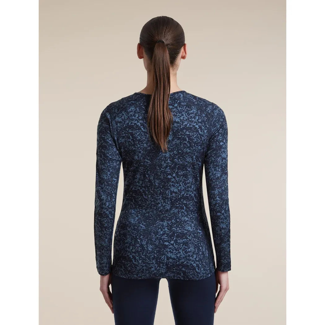 Icebreaker Women's Merino 200 Oasis Long Sleeve Crewe Moss Bloom AOP