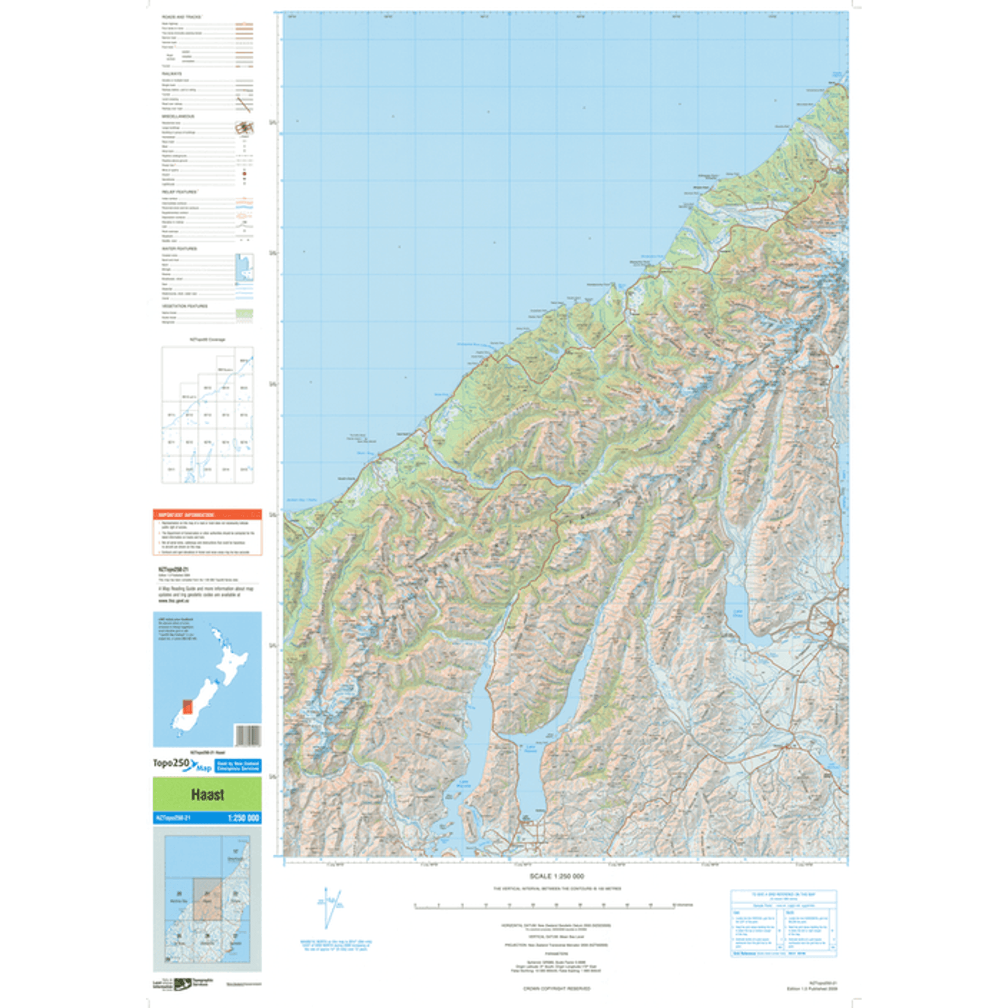 Topo Map 250 Haast Outside Sports