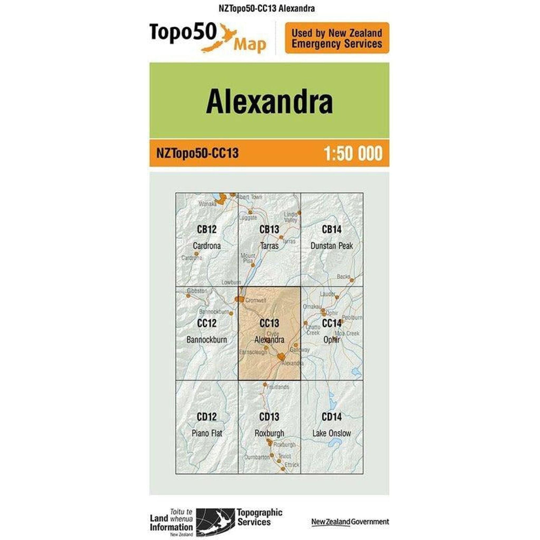 Topo Map 50 Alexandra CC13 Outside Sports
