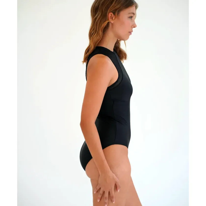 Piha Women's Solid Separate Mesh High Neck Swimsuit