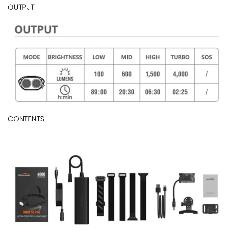 Magicshine MOH55 PRO 4000 Lumen Headlamp IPX6 + 10000mAh Battery