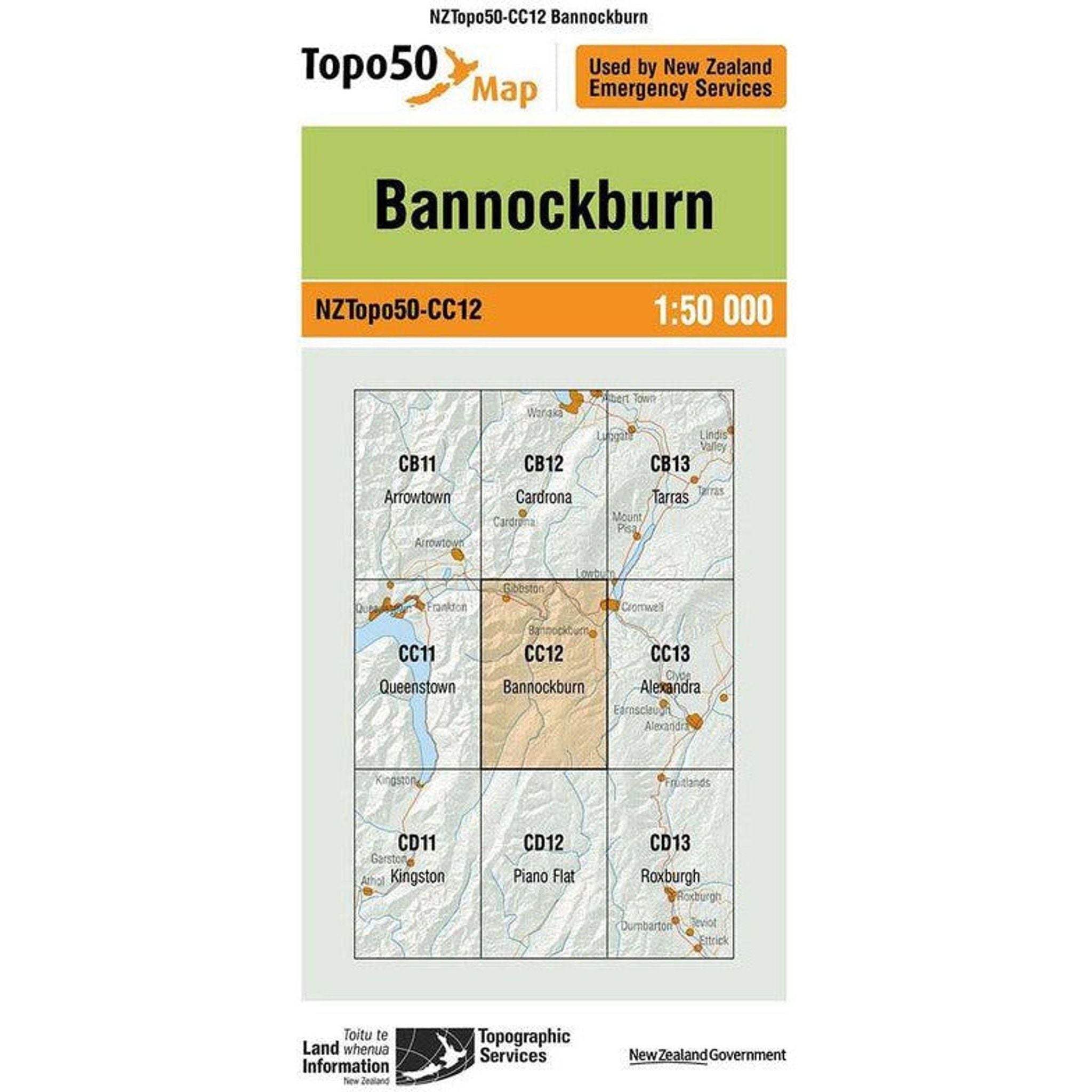 Topo Map 50 Bannockburn CC12 Outside Sports