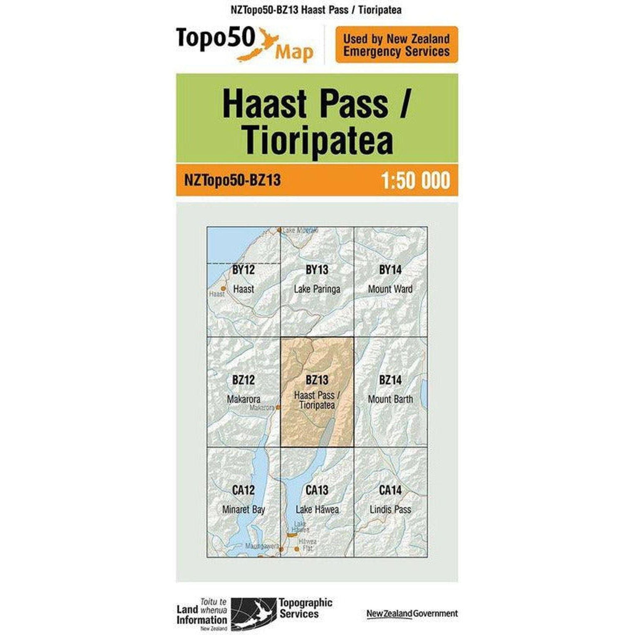 Topo Map 50 Haast Pass BZ13 Outside Sports