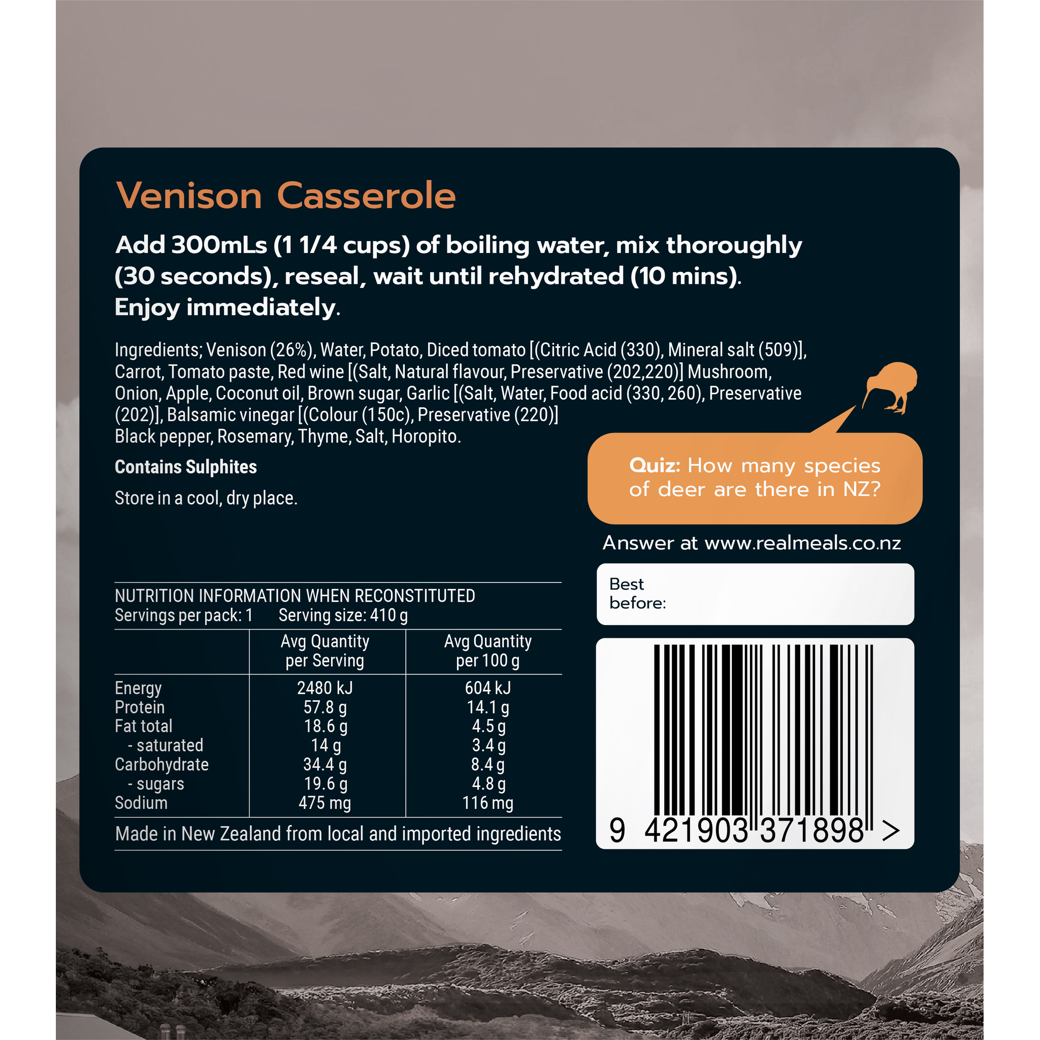 Real Meals Venison Casserole