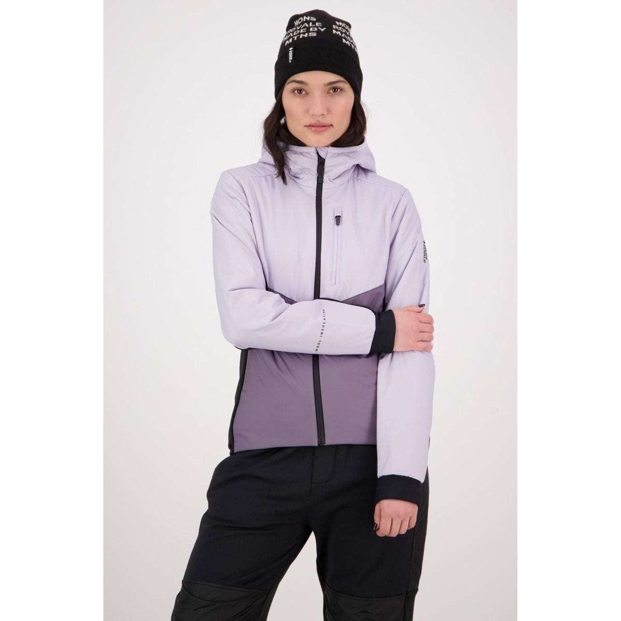 Mons Royale Womens Arete Wool Insulation Hood Outside Sports