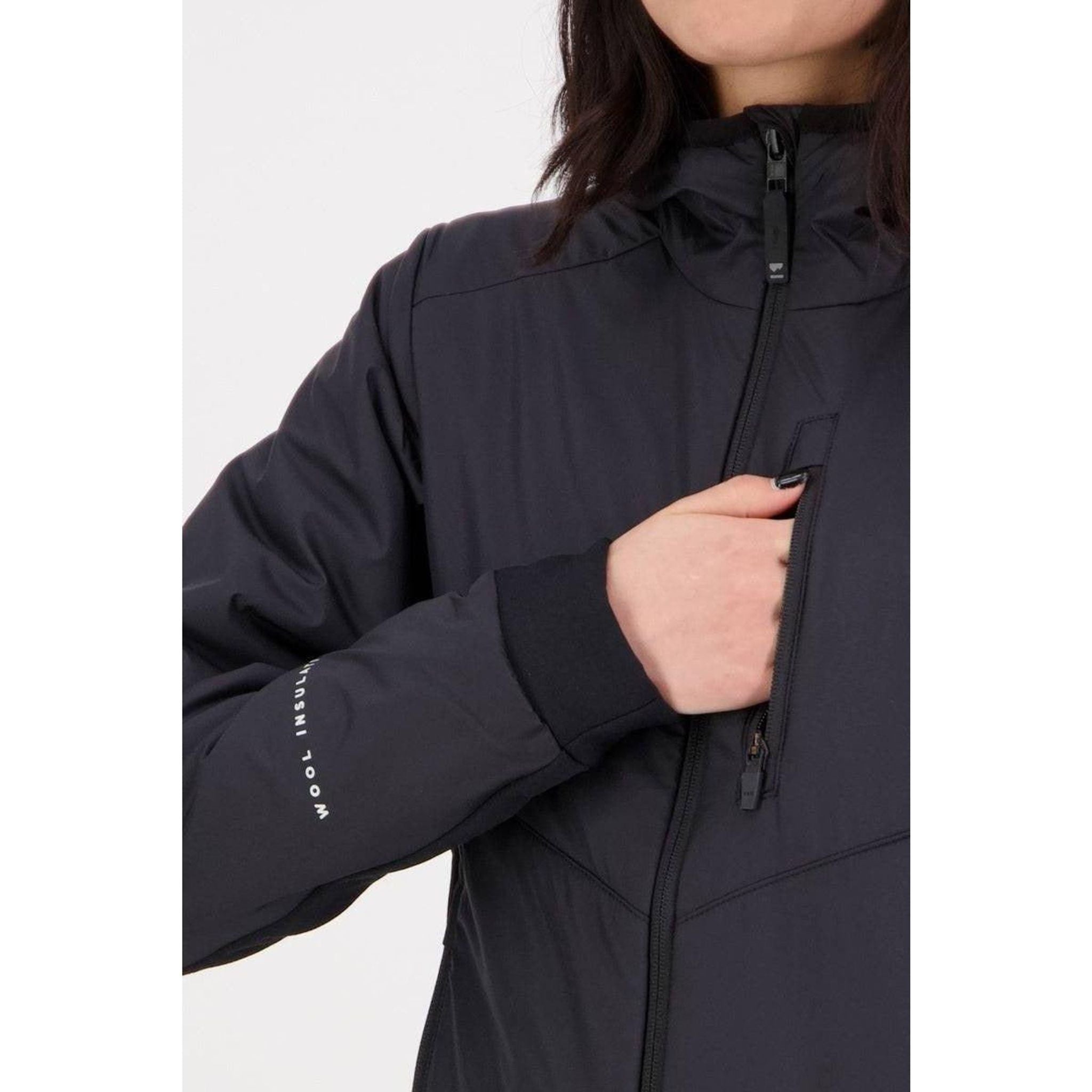 Mons Royale Womens Arete Wool Insulation Hood Outside Sports